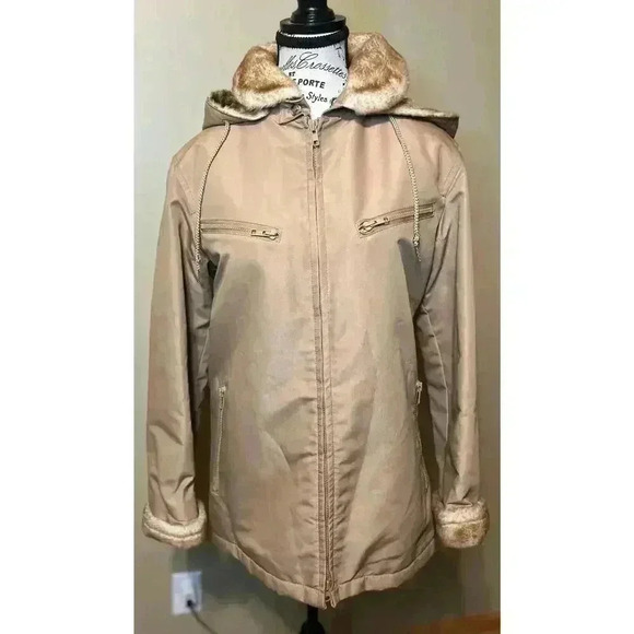 Vintage London Fog Women’s Fur Lined Chore Coat | Removable Hood Wmns Size 11/12 - Picture 5 of 13